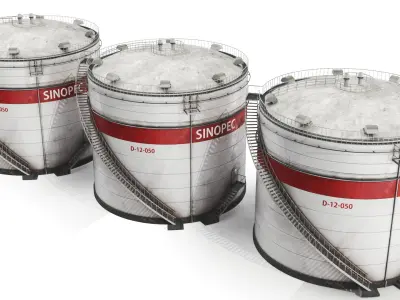 Detailed Oil Storage Cylindrical 3D model