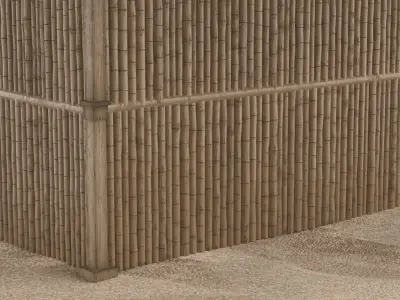 Enclosed Bamboo Hut with Thatch Roof Brown 3D model
