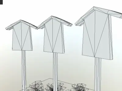 Shogun Shrine Sign Post Low-poly 3D model