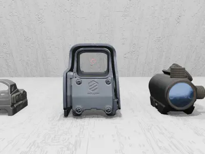Holographic Reflex Sight Low Poly Game Scope FBX and Blend Low-poly 3D model