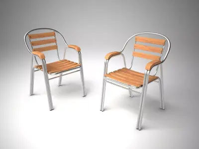 Aluminum Wood Chair 3D model