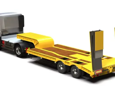 Generic Lowbed Semi-Trailer 4x16m 25 Tons 3D model