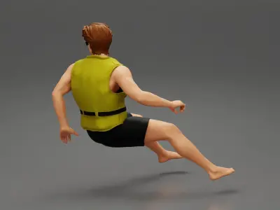 Man in a rafting outfit riding a jet ski 3D print model