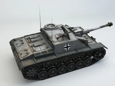 Low Poly Stug III Ausf G Early assault gun Low-poly 3D model