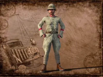 Steampunk Soldier Rigged Animated Low-poly 3D model