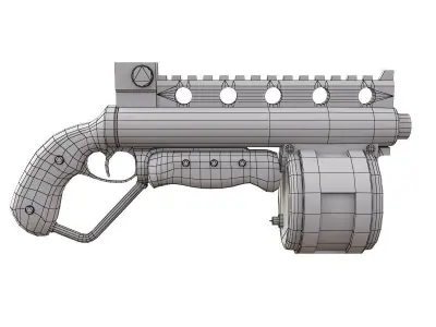 Steampunk Shotgun Low-poly 3D model