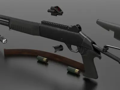 Shotgun m4 Fps - Tps Low-poly 3D model