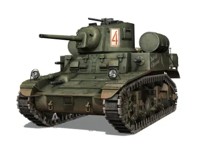 M3A1 Light Tank Stuart - Death-Hell and Destruction 3D model