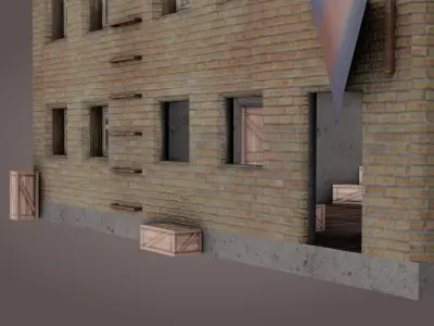 Old House wiht open room Lowpoly Low-poly 3D model