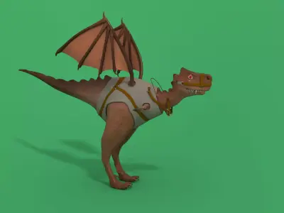 Dragon with wings Low-poly 3D model