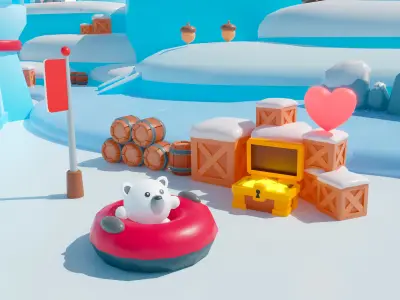 Winter Low-poly 3D model