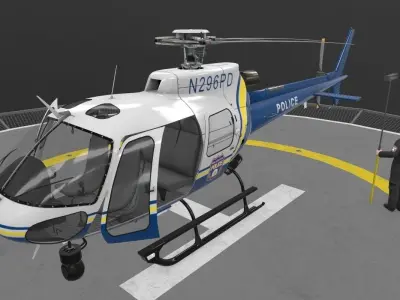 AS-350 Philadelphia Police Animated Low-poly 3D model