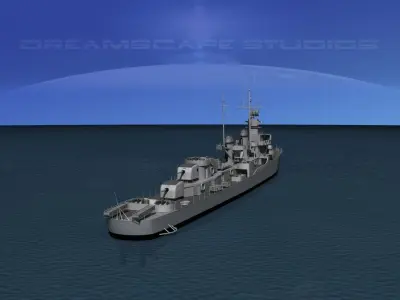 Fletcher Class Destroyer DD-467 USS Syrong 3D model