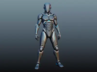 Robot soldier High-poly model KM-16 3D model