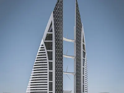 Bahrain World Trade Center Low-poly 3D model