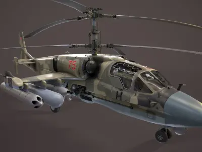 Kamov Ka-52 Alligator Camo Complex Animation Low-poly 3D model