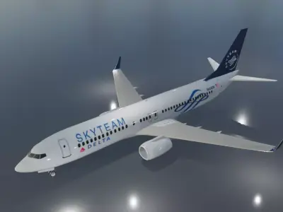 Delta airlines skyteam boeing 737-800 Low-poly 3D model