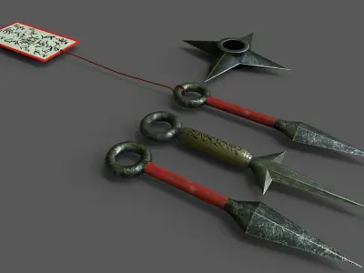 Naruto Throwing weapon pack Low-poly 3D model