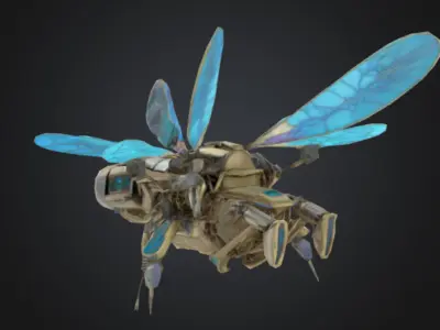 Cyber Fly Low poly game ready - not rigged Low-poly 3D model