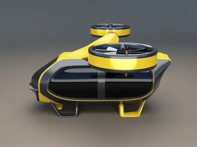 Flying taxi concept Low-poly 3D model