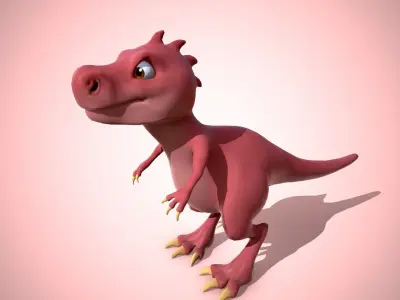 Cartoon red dino Low-poly 3D model