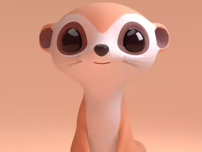 Cute meerkats Low-poly 3D model