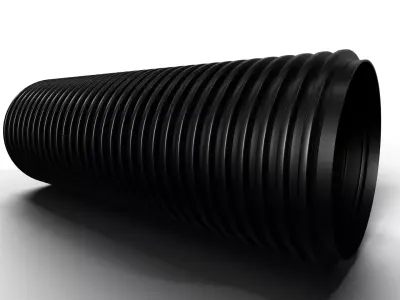 4 Foot by 1 Foot Black Corrugated Tube Free 3D model