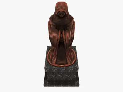 Low-poly Old Relic Medieval Monk Statue Low-poly 3D model