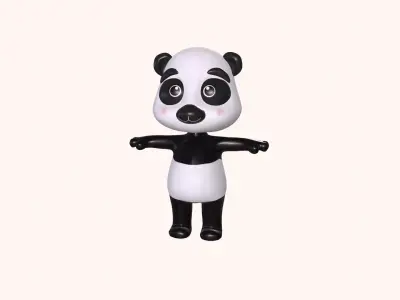 Cartoon 009 Character Panda Cute  Low-poly 3D model