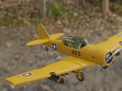 airplane t6 texan  low poly Low-poly 3D model