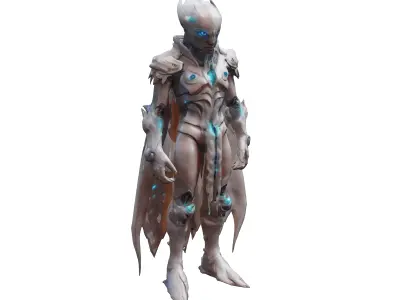 scifi fantasy bioluminescent morph guardian from another worl... 3D model