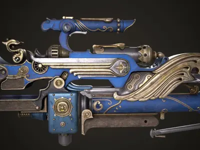 Steampunk Gun Low-poly 3D model