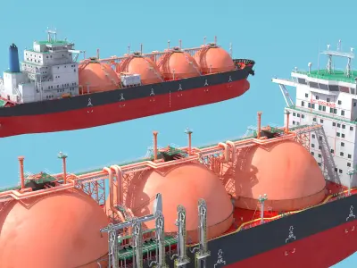 Gas Carrier Ship and LNG Pier 3D model purchase