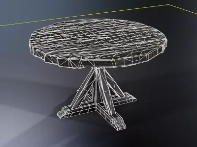 Wooden Round Table Low-poly 3D model