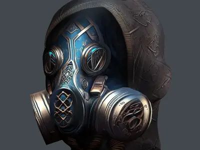 Gas mask helmet 3d model military combat Low-poly  Low-poly 3D model 11
