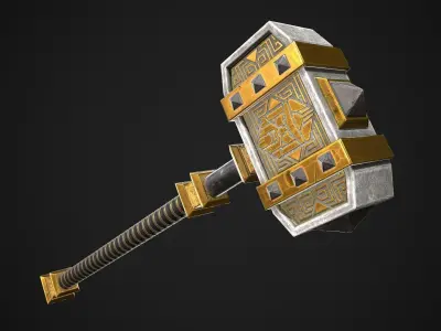 Fantasy Great Hammer 04 Low-poly 3D model