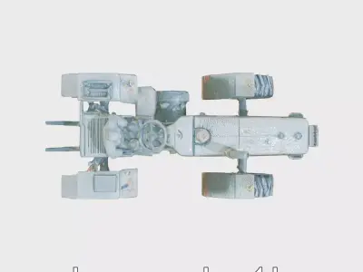 Battle-Scarred Military Tractor 3D Model Low-poly 3D model