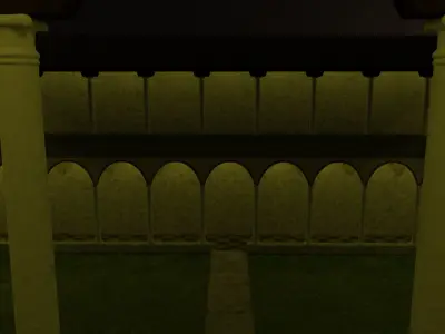 Cloister courtyard with columns and grass 3D model