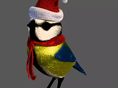 Winter Blue Tit 3D model