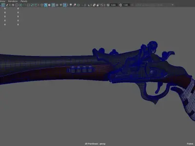 Antique Pistol Gun 18th century 3D model