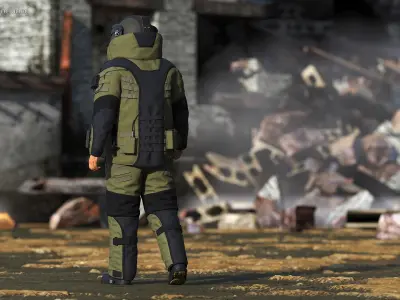 Man in EOD 10 Bomb Suit Walking Pose 3D model