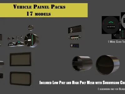 Painels Items for Vehicles Low-poly 3D model