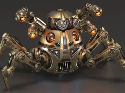 Spider Robot Advanced - Rigged and Animated 3D model