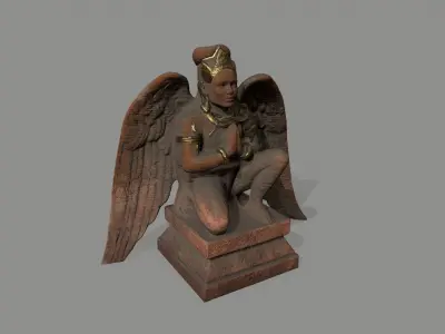 Angel egyptian statue with wings Low-poly 3D model