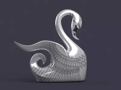 swan birds art sculptures beak sky flying sparrow  3D model