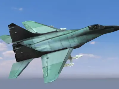 Fighter Jet Flying In Sky Plane V15 Low Poly 3D Model Low-poly 3D model