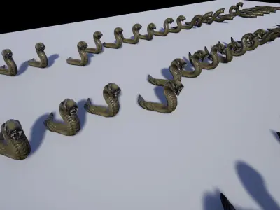 Slimy Worms Collection Low-poly 3D model