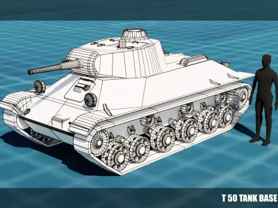 T 50 Tank Base Mesh Low-poly 3D model