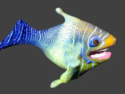 CARTOON TROPICAL GLADFISH LOWPOLY Low-poly 3D model