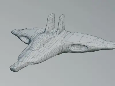 Sci-fi Jet Spaceship roaming through the Space Low-poly 3D model